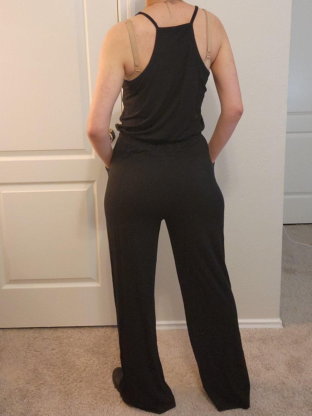 Black Wide-Leg Spaghetti Strap Jumpsuit Size - M - Picture 3 of 9